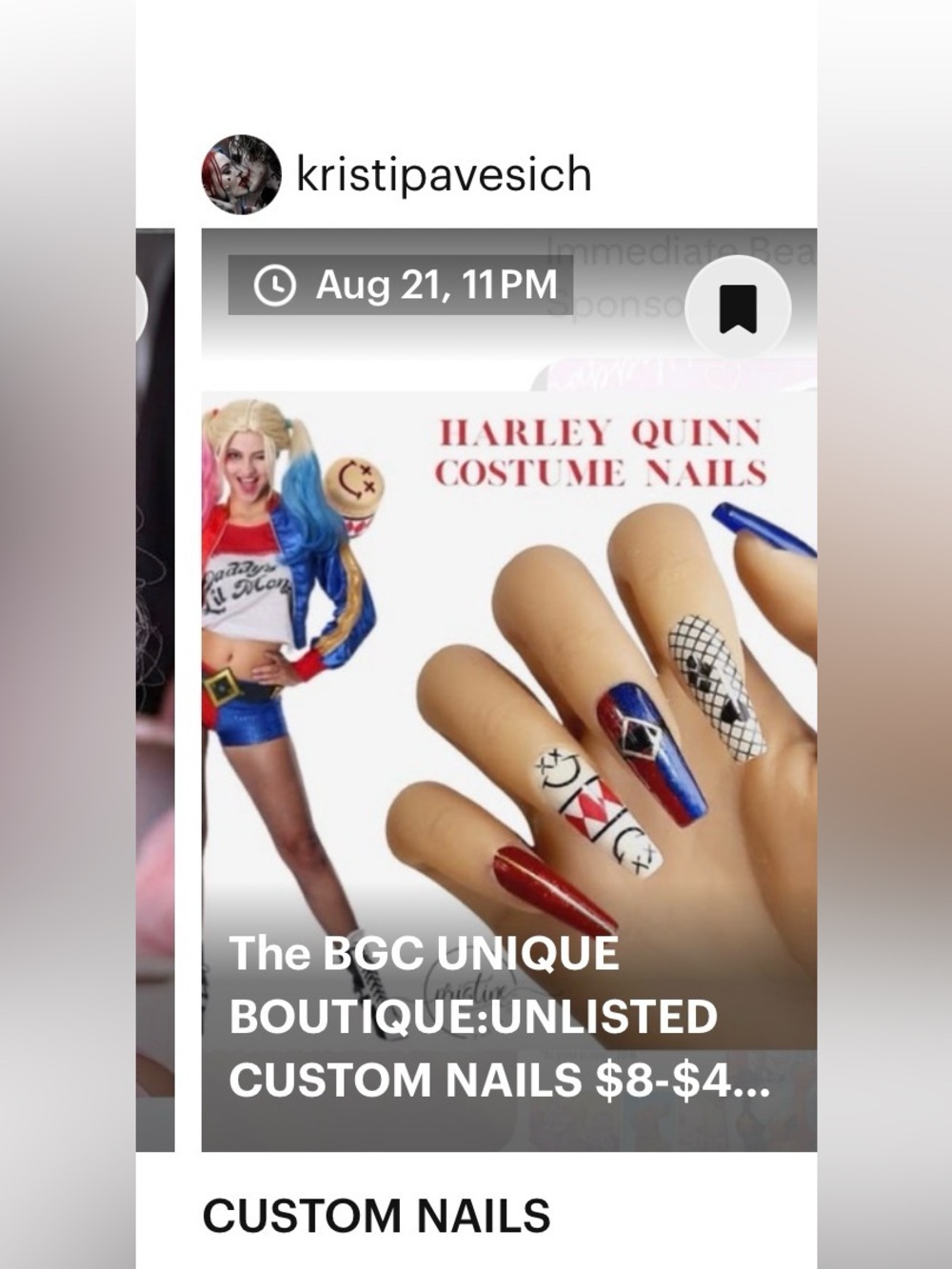 Changed time to 11:50pm CST UNIQUE BOUTIQUE: UNLISTED NEW CUSTOM NAILS & More.